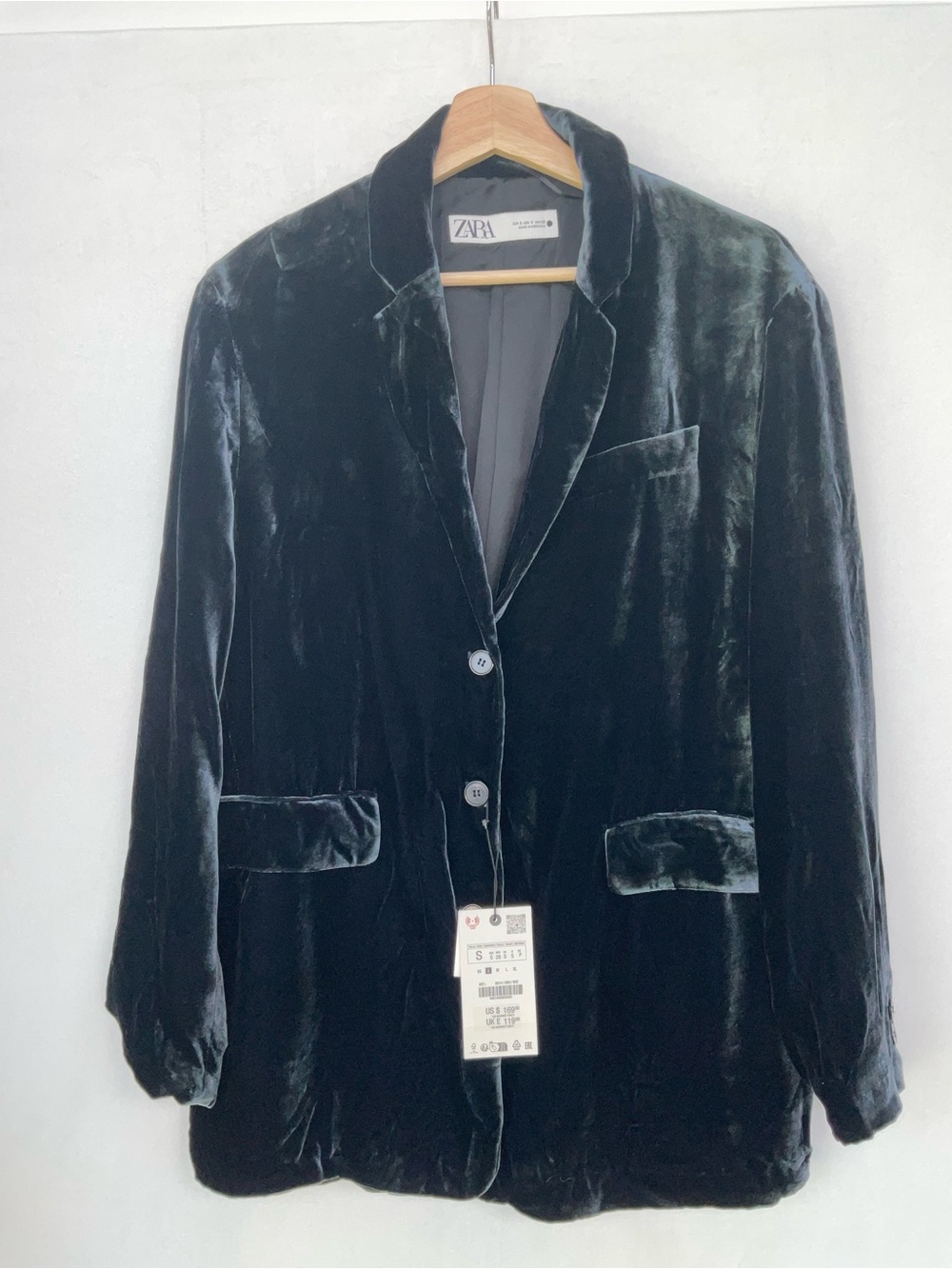 ZARA Blue Velvet Blazer